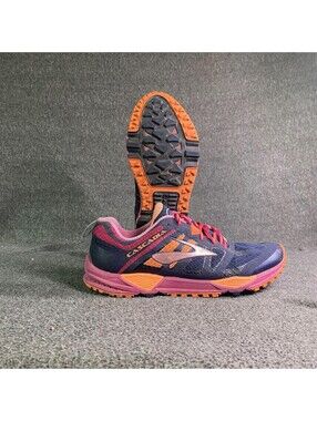 Brooks Cascadia Shoes Womens Size 10.5 Blue Pink Mesh Trail Running Sneakers